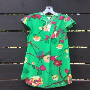 J. Crew Factory Green floral top